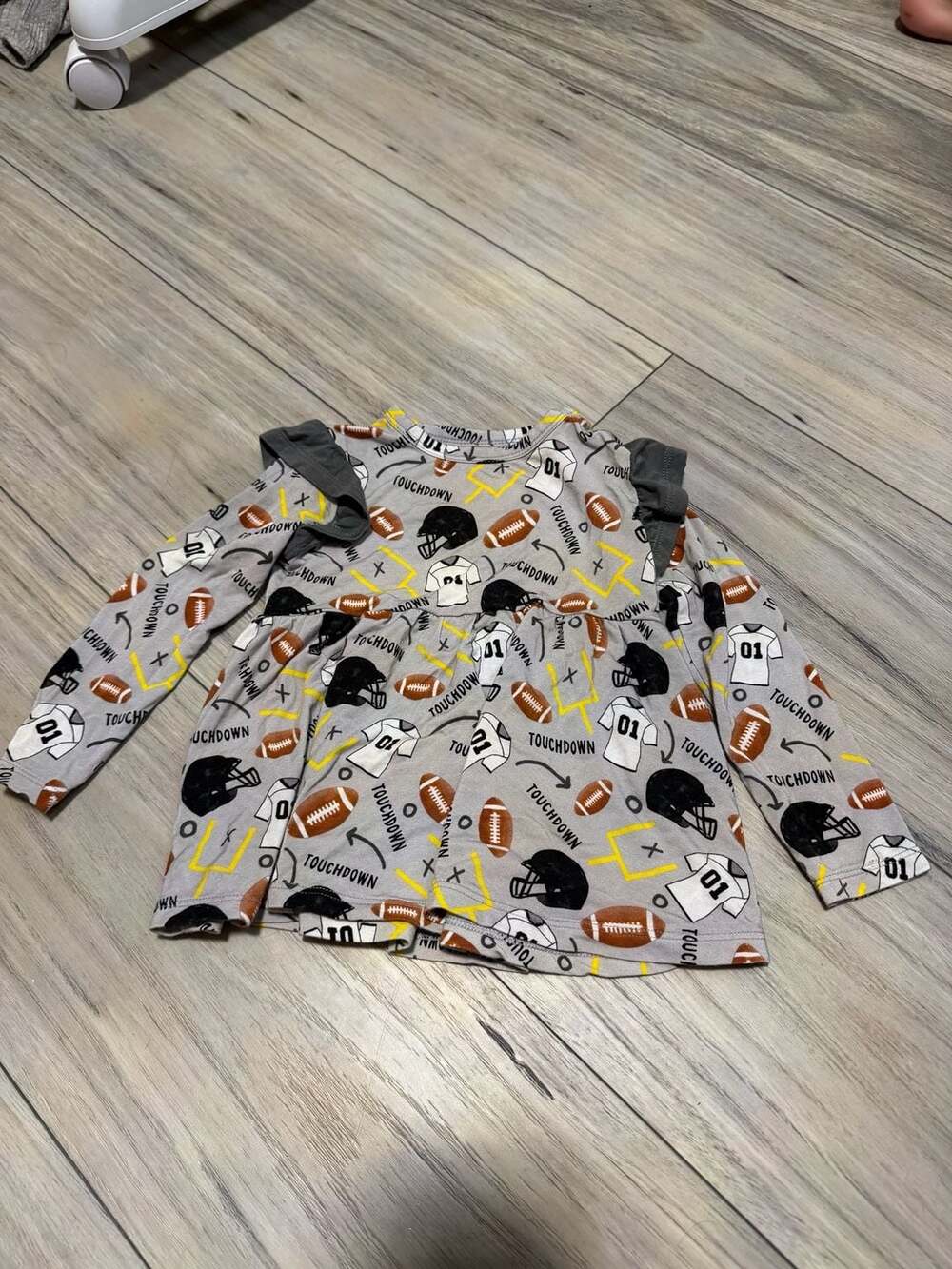 Baby Bean & Co. Touchdown Football Long Sleeve Twirl Dress